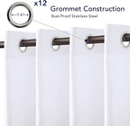 PureFit Outdoor Curtains for Patio Waterproof Weatherproof, UV Resistant Outside Curtains for Gazebo, Front Porch, Pergola, Sun Blocking Privacy Curtain, 100W x 95L inch, 1 Panel, White