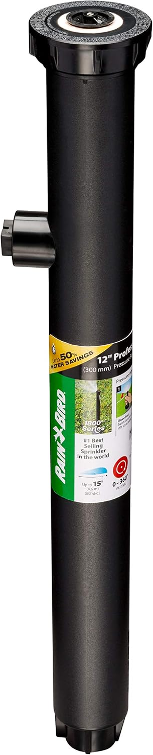 Rain Bird 1812AP Professional Pop-Up Sprinkler, Full Circle, 8-15 Feet, 12"