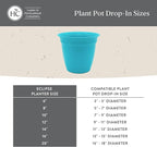 The HC Companies 6 Inch Eclipse Round Planter Pots with Drainage Holes & Attached Saucer, Lightweight UV-Resistant Plastic Indoor Outdoor Planters, 4-Pack Flower Pots for Garden & Home Decor, Seafoam
