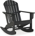 Signature Design by Ashley Adirondack Patio Rocking Chair, Black | All-weather HDPE rocking chair, Durable weather resistant material, 250 lb capacity, Built-in cup holder, Sundown Treasure
