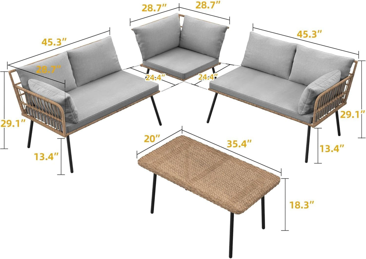 dwvo patio furniture set, 4 pieces outdoor patio shown in use