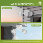Philips 44W 3500LM ‌LED Security Flood Light‌ ‌Outdoor‌，Switch Controlled Aluminum ‌Security Light‌, 2 Adjustable Heads，5000K Daylight，Wet Location for Patio, Garden, Yard Lights