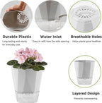 5 Pack Self Watering Pots for Indoor Plants 6.7 Inches Self Watering Planters African Violet Self Watering Pots Clear Pot for Herb Orchid Flower Houseplant, Light Grey