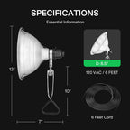 VIVOSUN 2 Pack Clamp Lamp Light with Detachable 8.5 Inch Aluminum Reflector | Up to 150 Watt, E26 Socket (No Bulb Included), 6 Feet Cord, UL Listed