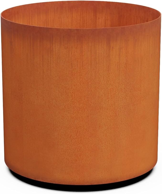 Plantercraft Large Round Planters for Outdoor Plants 20x20 Inch - Corten Steel Planter, Heavy Duty Modern Metal Pot for Front Porch, Patio & Garden Decor | Develops Natural Rust Patina
