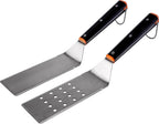 Traeger Grills Flat Top Spatula 2-Pack – Heavy-Duty Stainless Steel Solid & Slotted Griddle Spatulas for Flipping, Searing & Serving, Dishwasher-Safe
