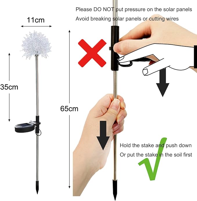 GUOCHENG Dandelion Solar Garden Lights Waterproof Outdoor LED Landscape Lights, Solar Flower Lights for Courtyard Pathway Flowerbed Patio Lawn Décor(2Pcs)