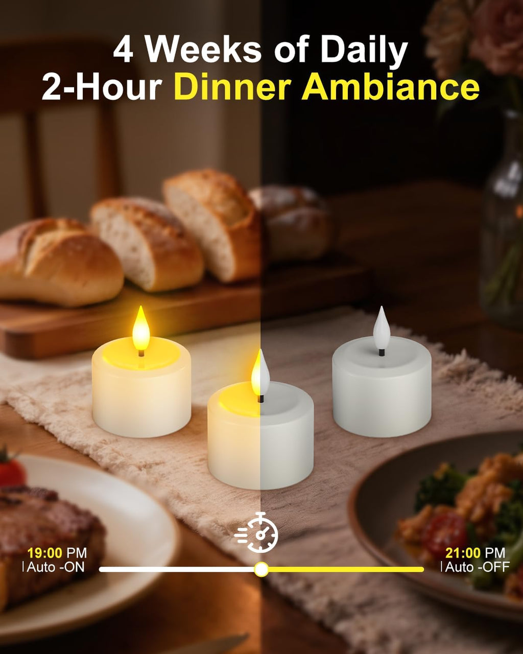 SoulBay Rechargeable Flameless Tea Lights, Up to 100H Runtime Flickering LED Votive Candles with Remote & Timer, 1.38" Warm White Fake Wax for Holiday Centerpieces & Home Decor, Set of 6