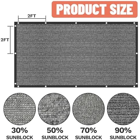 amgo 90% shade cloth 6' x 12' black showing dimensions