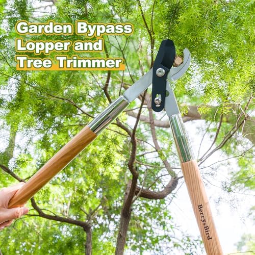 28" garden loppers for tree trimming, heavy duty shown in use