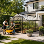 10x18 ft aluminum greenhouse, durable walk-in polycarbonate greenhouse shown in use