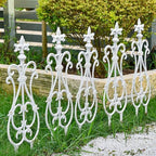 sungmor decorative cast iron white flower bed fence shown in use
