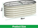 SnugNiture 4x2x1.5ft Raised Garden Bed Outdoor, 17" Tall Galvanized Metal Planter Box, Oval Raised Garden Bed Kit for Planting Vegetables Plants Fruits, Beige White
