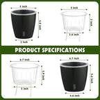 Self Watering Pots for Indoor Plants, 12-Pack 5'' Self Watering Planter with Drainage Holes, Small African Violet Pots with Water Indicator, Clear Wick Pot, White/Black/Blue/Rose Gold