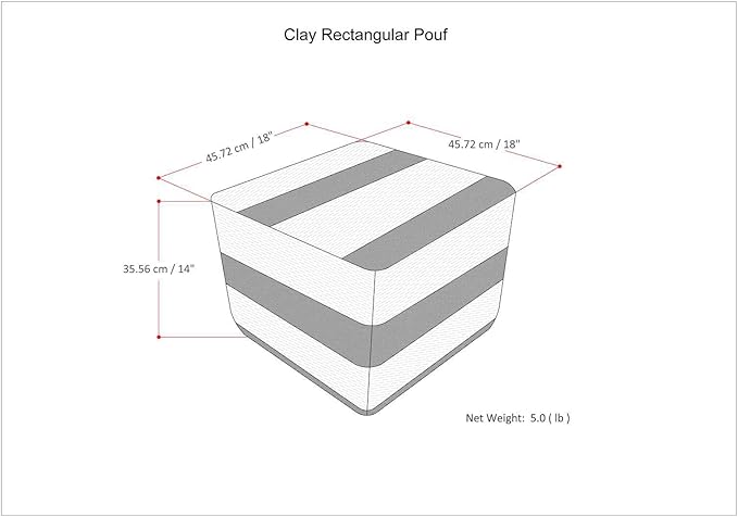 SIMPLIHOME Clay Square Pouf - 18 inch Wide Upholstered Cotton Ottoman in Grey Melange, Boho Footstool, Decorative Cube Pouf or Extra Seating for Living Room, Bedroom, or Kids Room, Assembled