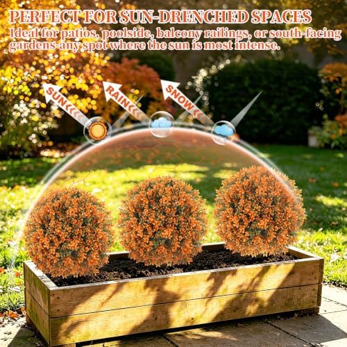 grooy artificial boxwood topiary ball trees with ground, side view