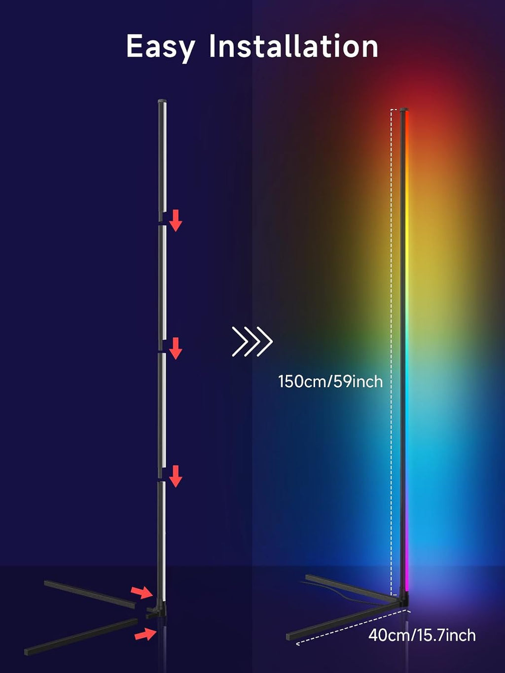 tyute corner floor lamp, rgb led corner lamp on a desk or shelf