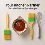 BBQ Grill Brush Set with Wire Scraper and Basting Brushes, 3-Piece, 1 in and 2 in Pastry Brushes for Cooking