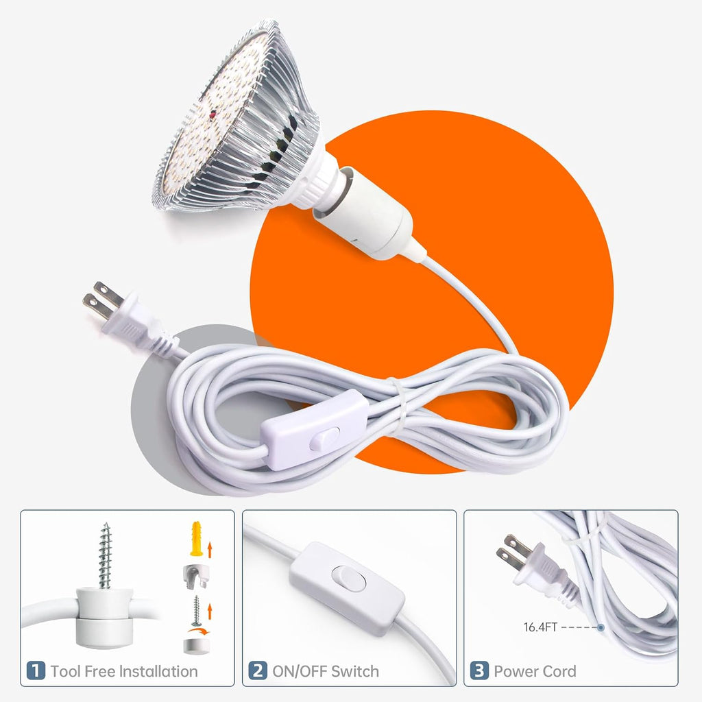 Hanging Grow Light for Indoor Plants, 3000K | 25W Hanging Plant Light, 3000K Full Spectrum LED with 16.4ft Power Cord, Ideal for Indoor Tall Plants,1-Pack