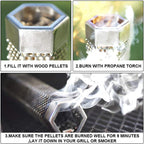 Pellet Smoker Tube, Electric Gas Grill Charcoal Smoke Box Accessories 6&12" | Pellet Grill Accessories, Hot/Cold Smoker, Smoker Box for Gas Grill, with Tube Brush, Premium Quality Stainless Steel