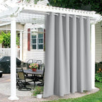 RYB HOME Outdoor Curtains for Patio Waterproof Block Sunlight Thermal Insulated Privacy Assured Thick Outside Curtains for Porch, Gazebo, Pergola, W84 x L84, Light Grey, 1 Panel