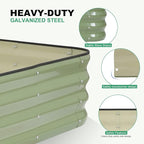 1MORE Raised Garden Bed -5X3X1 Galvanized Planter Box for Outdoor Gardening,4 in 1 Modular Raised Bed Kit with Protective Tape, Gloves for Herb，Ideal for Vegetables and Plants.Green-2Pcak
