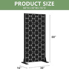 Casaphoria Metal Privacy Screen Outdoor, 60" H x 30" W Freestanding Decorative Privacy Screen for Patio Deck Balcony Garden with Stable Base, Black-Square