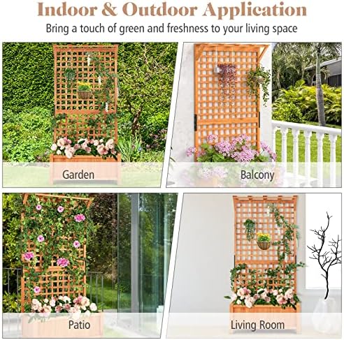 s afstar raised garden bed with trellis, wood, front angle view