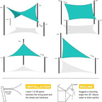 Artpuch Waterproof Sun Shade Sail, 12'x12' Turquoise Rectangular, UV Resistant Rain Canopy, Curved Edges Shade Cloth for Outdoor Patio, Deck, Yard (Customizable)