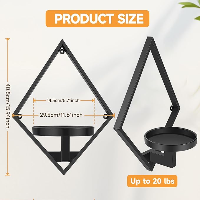 Wall Plant Holder, 3 Pack Metal Floating Shelves Indoor, Window Sill Plant Shelf for Bedroom Bathroom Living Room Home Office
