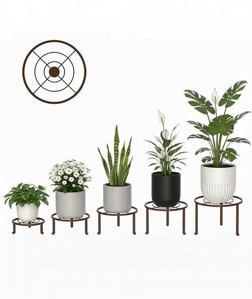 5 Pack Plant Stand Indoor Outdoor, Flower Pot Stand Plant Rack for Home Courtyard Gardens, Round Metal Corner Plant Stand for Flower Holder for Multiple Plants