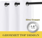 NICETOWN White Room Darkening Bedroom Curtain 84 inches Length - (50% Blackout) Grommet Window Treatment Sound Dampening Thermal Drape for Living Room (W52 x L84, 1 Panel)
