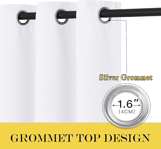 NICETOWN White Room Darkening Curtain 78 inch Length for Doorway - Grommet Privacy Door Curtain Sound Reducing Thermal Window Treatment for Living Room/Bedroom (1 Panel, W52 x L78)