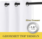 NICETOWN White Room Darkening Curtain for Bedroom 63 inches Long - (50% Blackout) Grommet Thermal Insulated Window Treatment Sound Reducing Drapes for Living Room (1 Panel, W52 x L63)