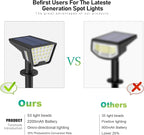 Solar Spot Lights Outdoor IP65 Waterproof, 53 LEDs Solar Powered Garden Yard Lights Outdoor 3 Modes Landscape Spotlight Wall Light with Auto On/Off for Driveway Porch 2 Pack (Cool White)