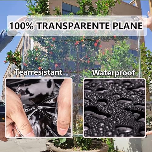 clear tarps with grommets, 6x6.5ft heavy duty waterproof showing dimensions