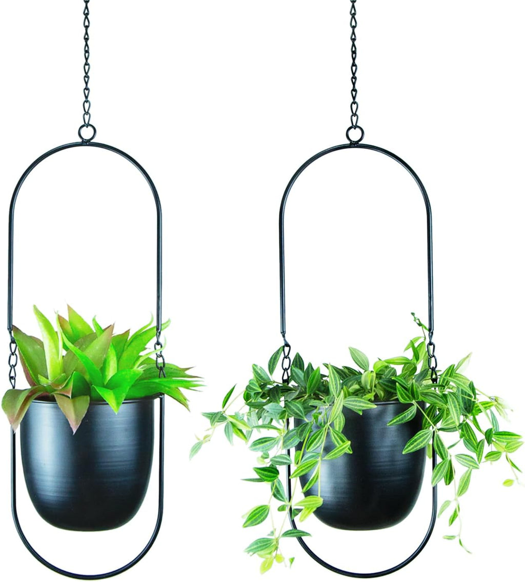 modern metal hanging planters with 6 inch pots, main product view