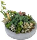 mygift artificial succulent arrangement in round gray cement, main product view