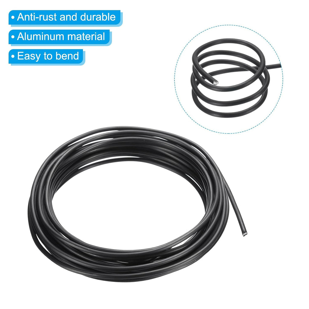 PATIKIL 2.5mm Bonsai Training Wire, 1 Roll Floral Wire Stems Anodized Aluminum Tree Wire 16.4 Feet Total for Gardening Branch Fixing, Black