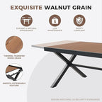 Grand patio 9-Piece Outdoor Dining Set, 8 Leather-Look Wicker Swivel Patio Chairs & 1 Extendable Rectangular Dining Table, Brown
