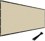 Windscreen4less Privacy Fence Screen Heavy Duty Windscreen Fencing Mesh Fabric Shade Net Cover with Brass Grommtes for Outdoor Wall Garden Yard Pool Deck, 6'x19' Beige