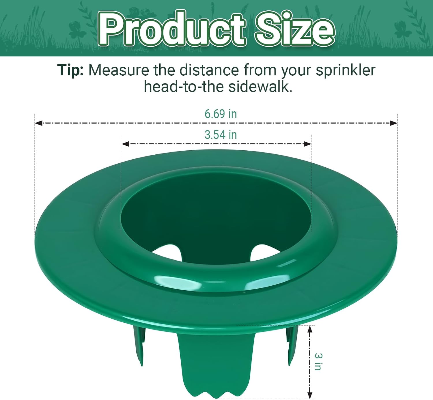 RAWILL 6 Pcs Sprinkler Head Protectors, Plastic Sprinkler Donut-Style Guards for Lawn, 6.69 in Circle Shaped Donut with 3.54 in Inner Diameter, Outdoor Lawn Spray Guard - Green