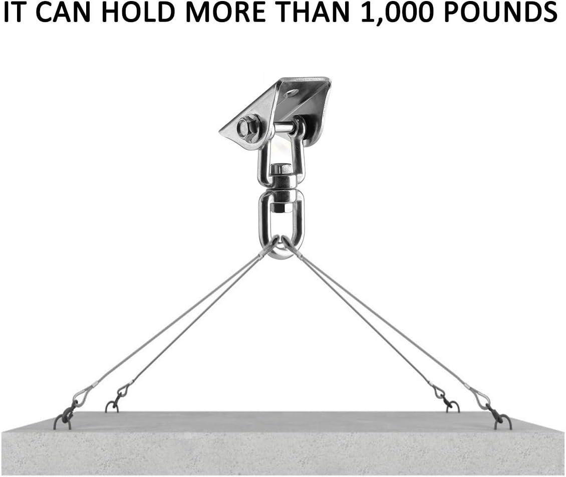Hammock Hanging Kit, 1000 lb Capacity Heavy Duty 360° Rotate Swing Ultra Durable Hooks for Swing, Chair, Multiple Indoor Outdoor Gym