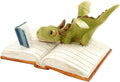 Top Collection Miniature Fairy Garden and Terrarium Mini Dragon Reading Figurine, Green White