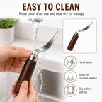 DOITOOL Coconut Meat Removal Tool Stainless Steel Fresh Coconut Scraper Knife with Ergonomic Wood Handle for Raw Shell Extraction and Manual Opener | Curved 9 inch Blade with Ergonomic Wood Handle for Raw Shell Extraction and Manual Opener