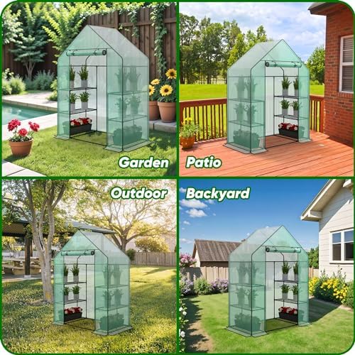 3 tiers 6 shelves walk-in green house, portable, side view