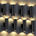 DAKAFUL Outdoor Wall Lights 8 Packs, Integrated LED Cylinder Up Down 12W 2700K Modern Aluminum Light, Waterproof Exterior Light for Porch Patio Door