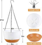 4 Pack Plastic Hanging planters for Indoor Plants,8 Inch Plant Pot Indoor Outdoor Hanging Baskets,Hanging Flower Pots with Drainage Holes and Chain for Garden Porch Plants(White)