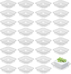 30 Pack Plant Saucers for Indoors 4 Inches Plant Trays for Pots Plastic Trays for Plants Square Plant Drip Trays for Potted Plants Flower Pot Saucers Clear Plant Plates to Catch Water, Bulk