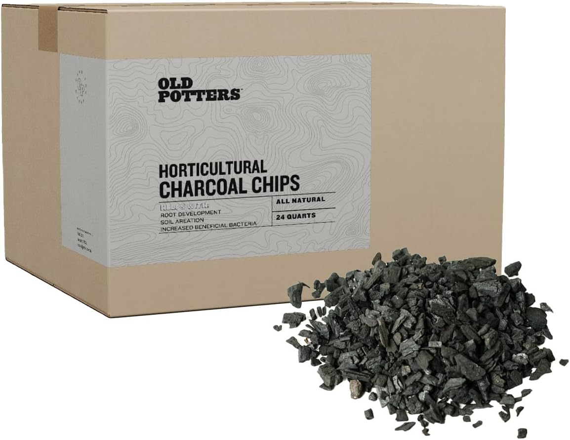 old potters premium horticultural charcoal chips, natural soil, main product view